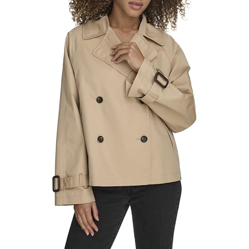 Levi&#039;s Women&#039;s Short Double Breasted Trench, Khaki, Small