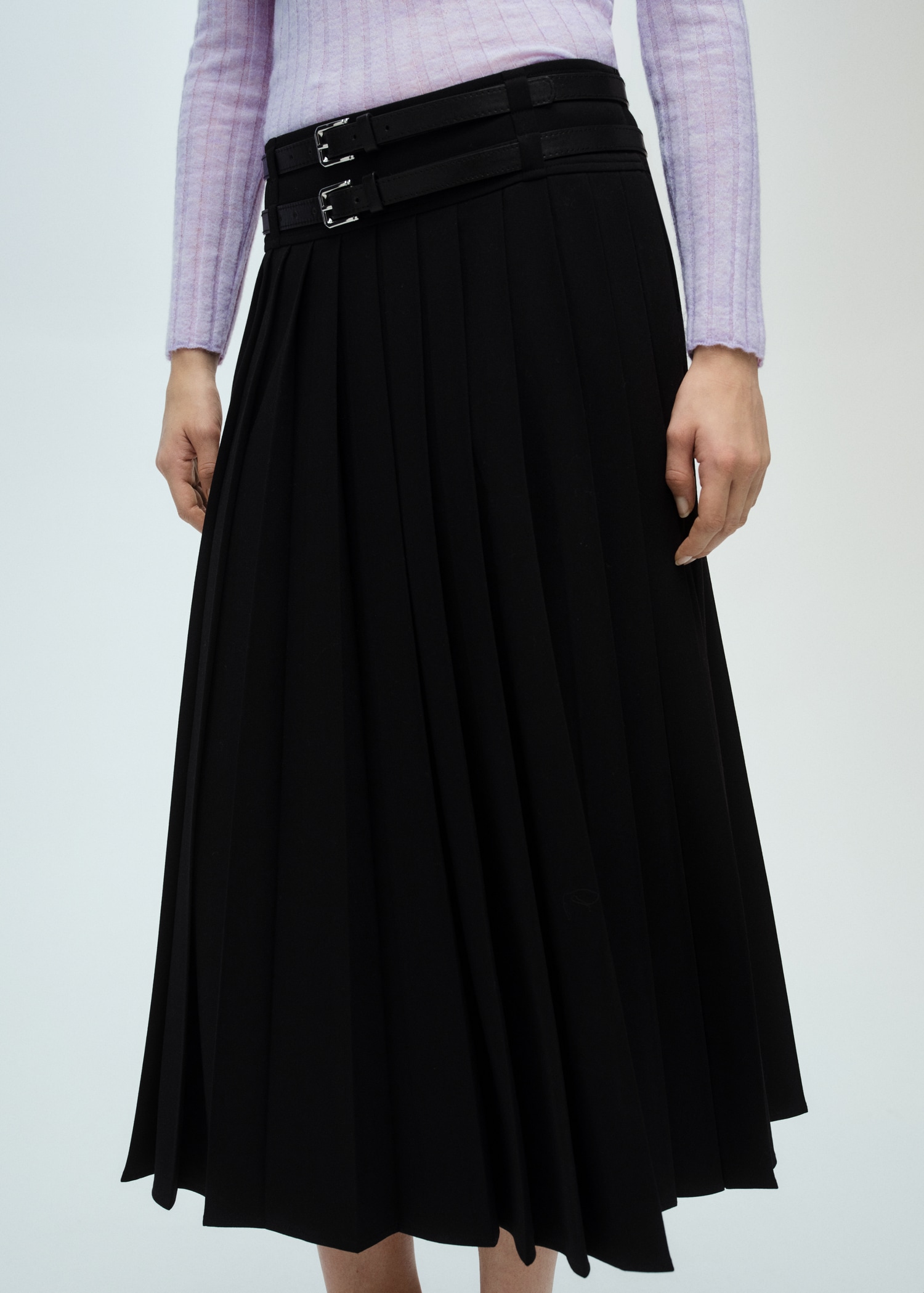 Double-Belted Pleated Skirt - Women | Mango United Kingdom