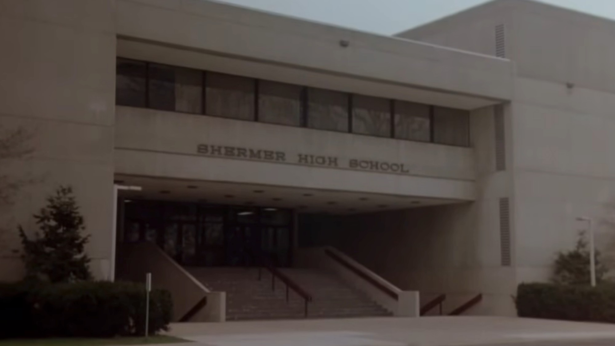 The Exterior of the fictional Shermer High School in The Breakfast Club