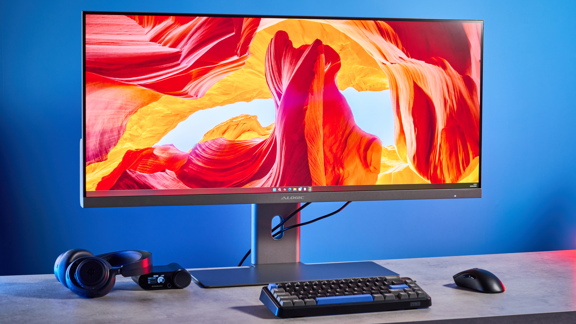 An Alogic Edge 5K ultrawide monitor