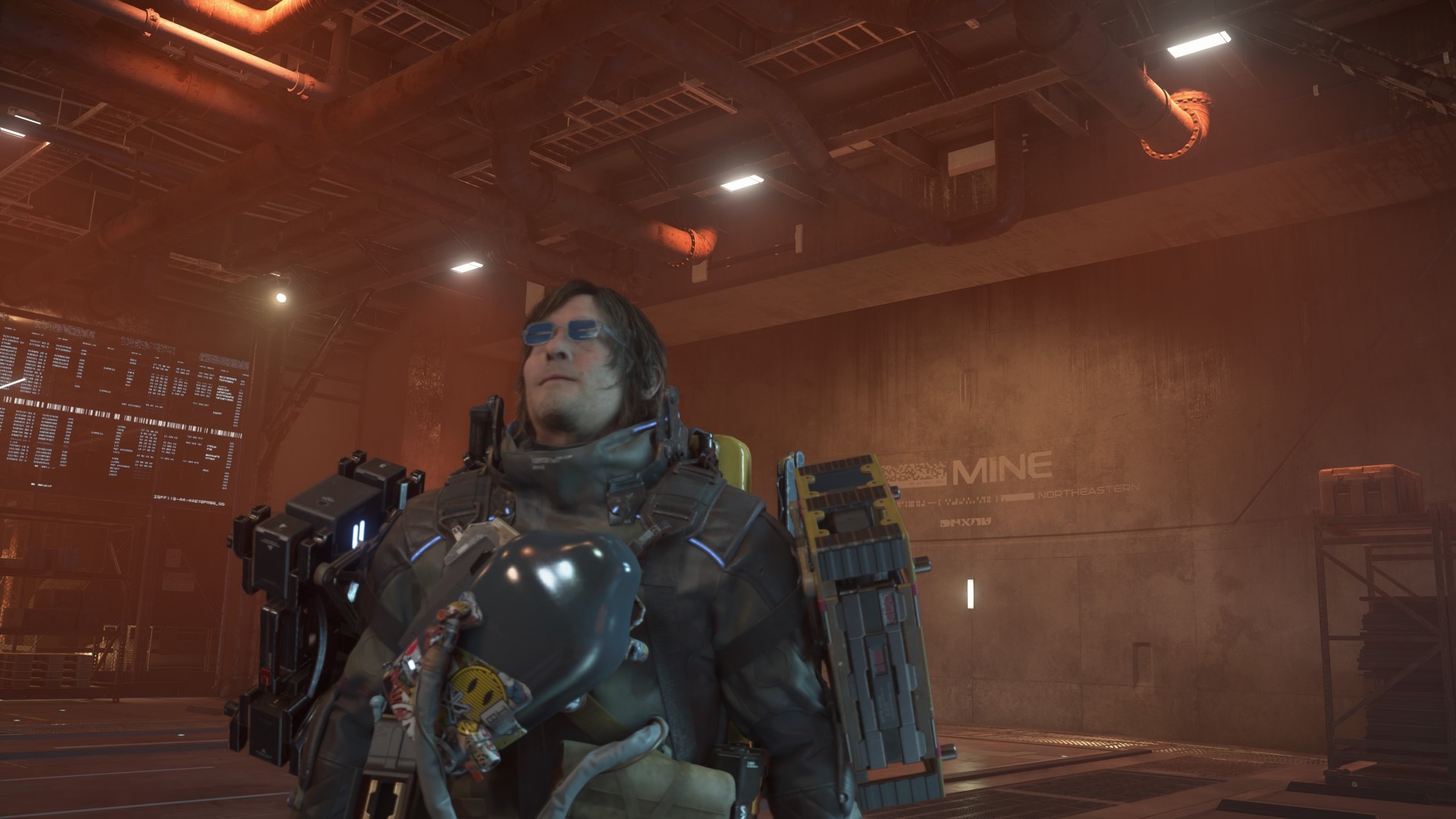 Sam stands in a mine for farming materials in Death Stranding 2