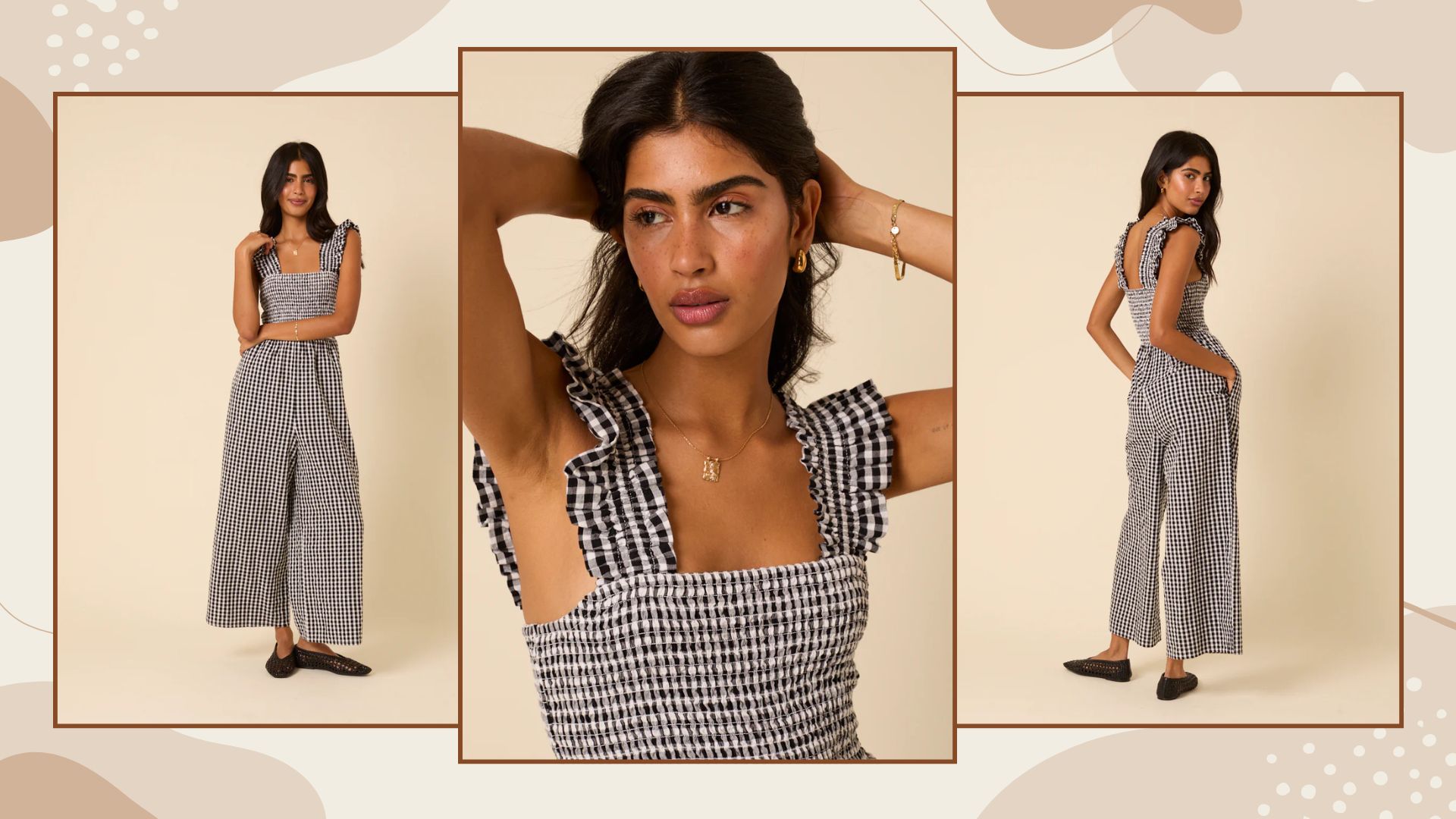 a montage of model shots wearing nobodys child jumpsuit