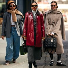 collage of women wearing new york fashion week street style outfits 