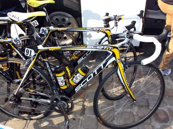 HTC-Columbia is on slightly modified Scott Addicts for Paris-Roubaix.