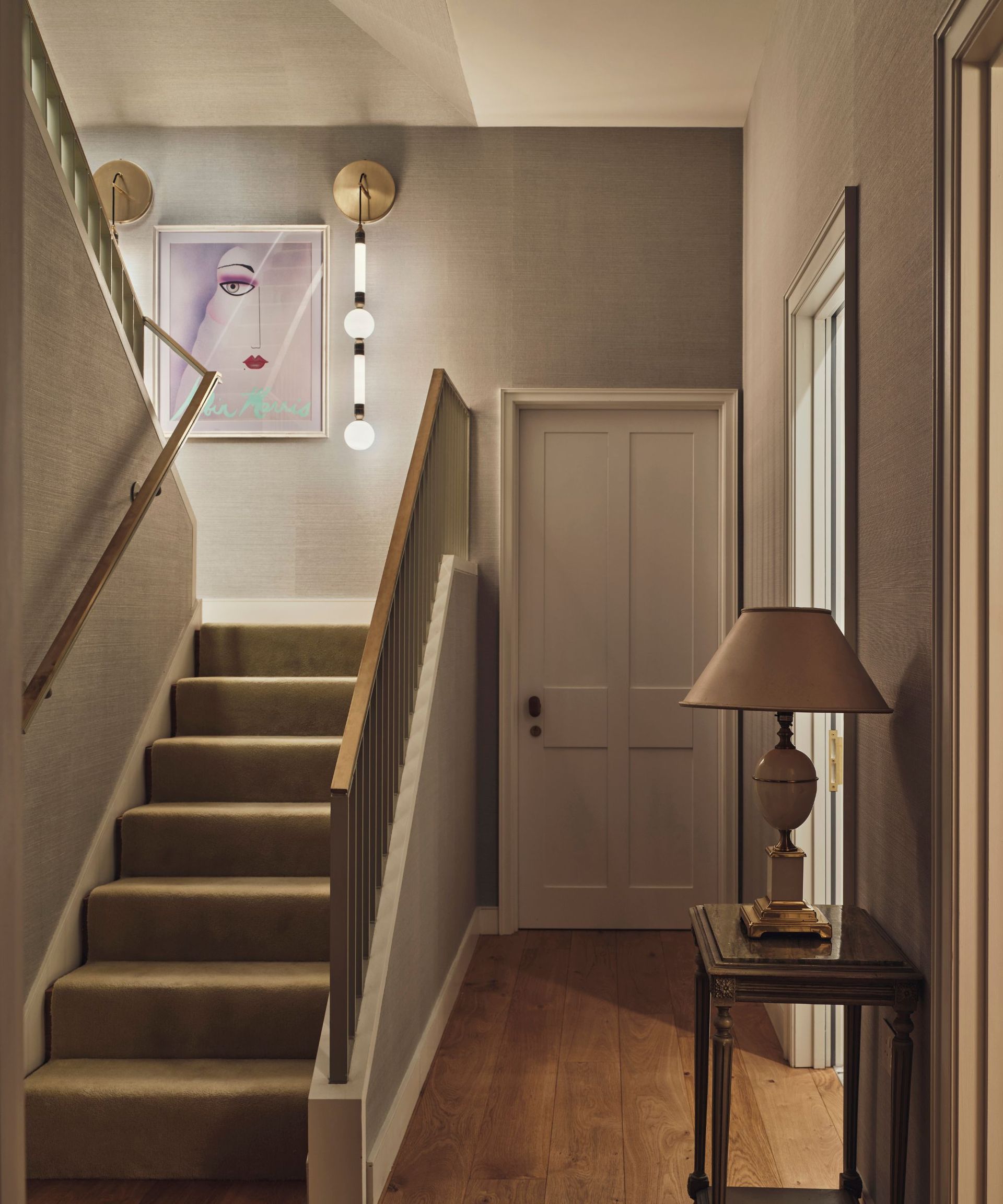 Nude hallway, lampshade