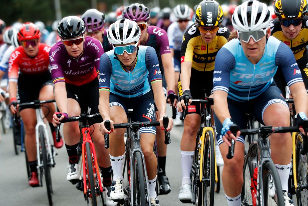 ROUBAIX FRANCE OCTOBER 02 Elisabeth DeignanArmitstead of United Kingdom and Team Trek Segafredo competes during the 1st ParisRoubaix 2021 Womens Elite a 1164km race from Denain to Roubaix ParisRoubaixFemmes ParisRoubaix on October 02 2021 in Roubaix France Photo by Bas CzerwinskiGetty Images