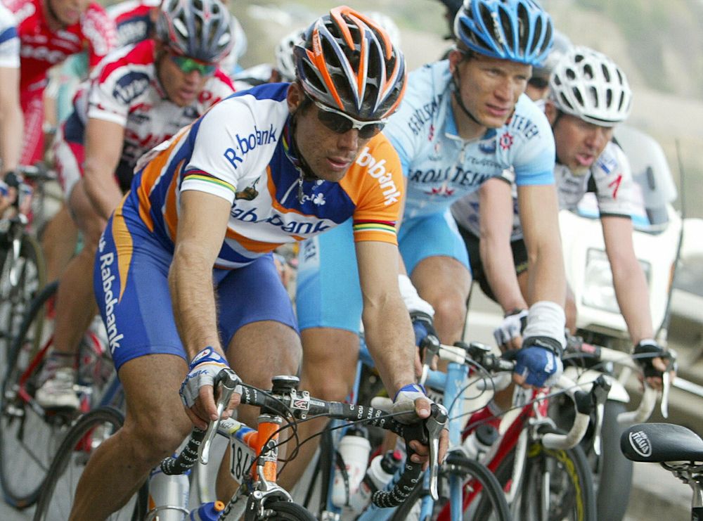 Spain's Oscar Gomez Freire bides his time in the peloton during the 2004 Milan-San Remo.
