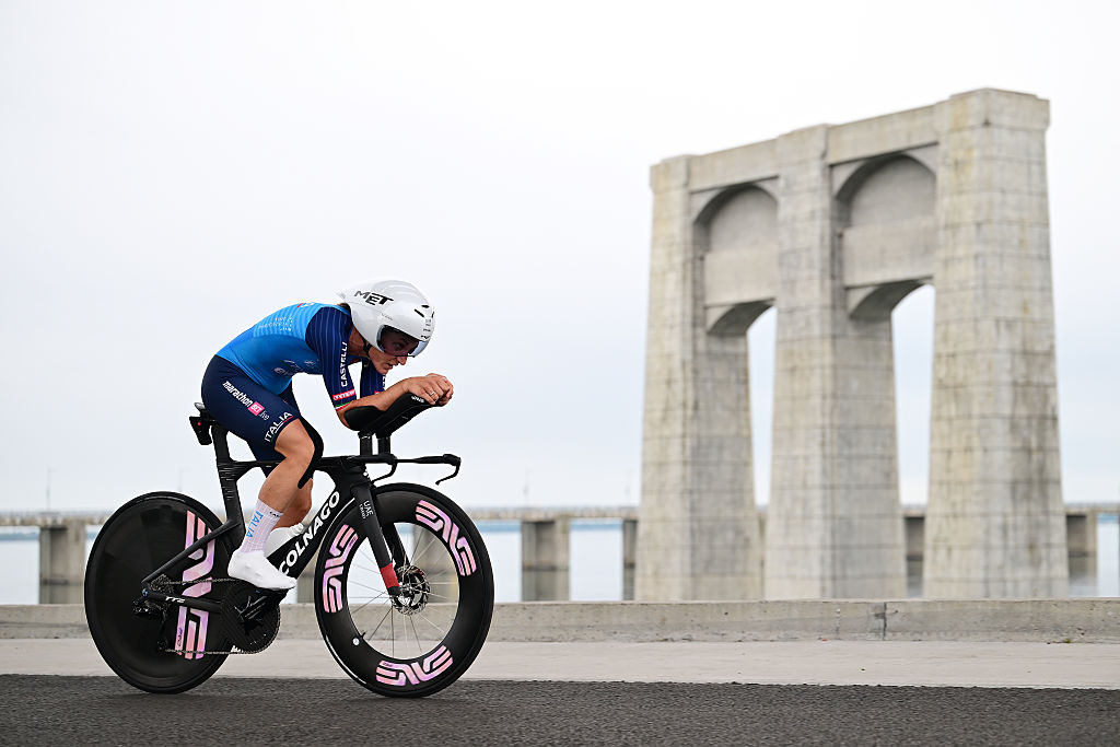Elisa Longo Borghini (Italy) during the Women's Elite individual time trial at the 2026 UCI Road World Championships in Montreal, Quebec. (Photo by Tim de Waele/Getty Images)