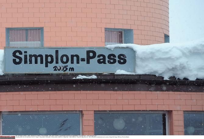 Conditions were grim atop Simplon pass, and forced the race to be shortened