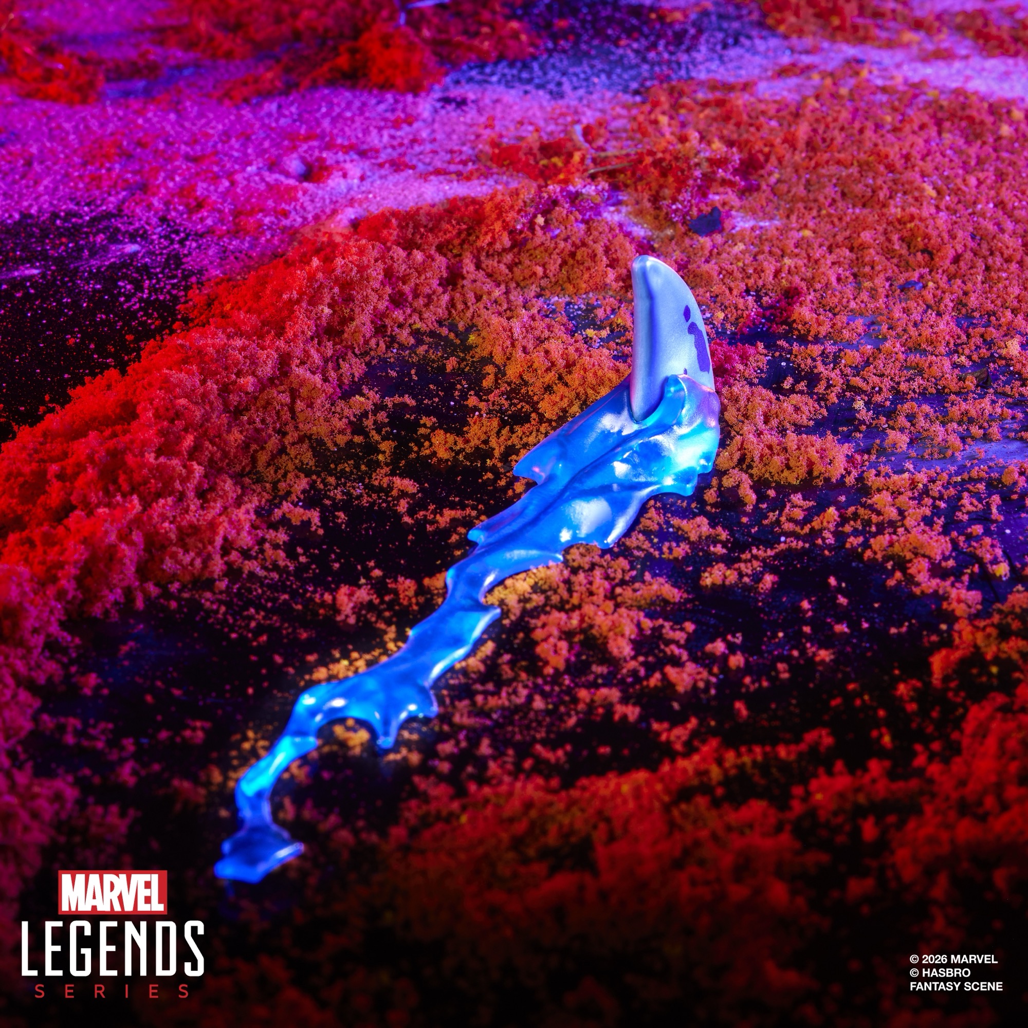 Marvel Rivals action figure posed against a colorful background