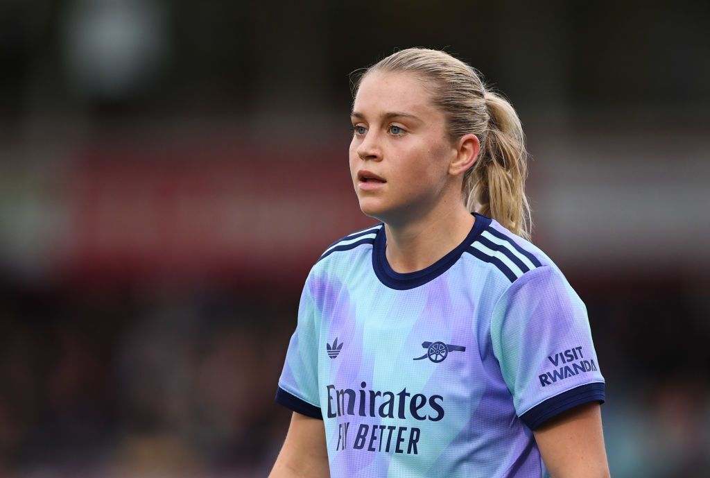 Alessia Russo of Arsenal looks on during the Barclays Women&#039;s Super League match between West Ham United and Arsenal at Chigwell Construction Stadium on October 20, 2024 in Dagenham, England.