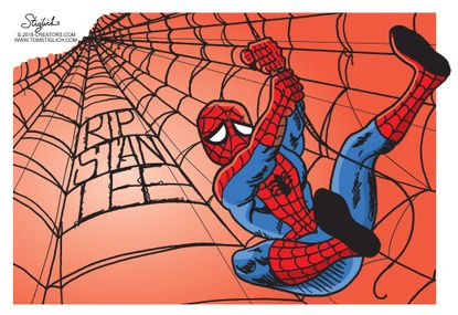 Editorial cartoon U.S. RIP Stan Lee Spider-Man Marvel Comics