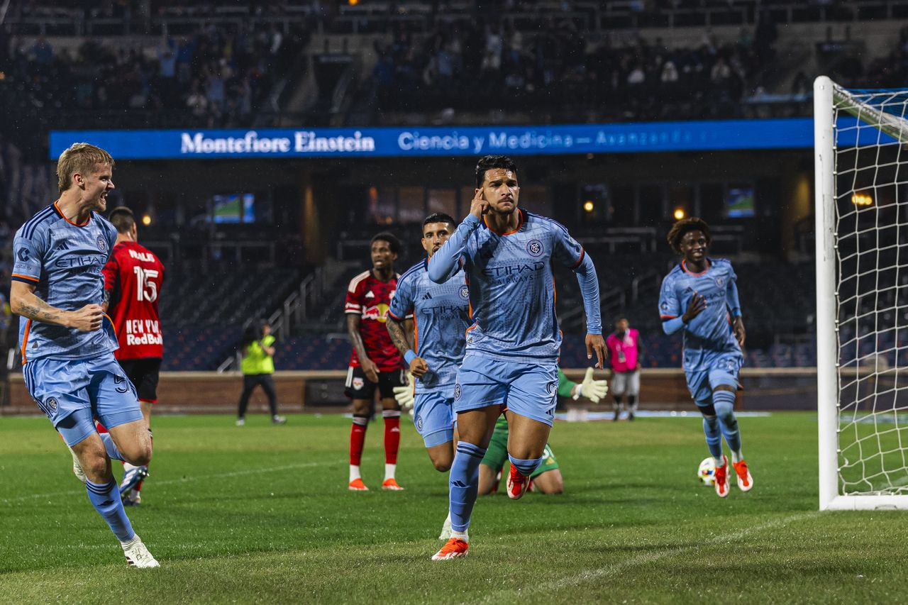 Mounsef Bakrar scores the winning goal in the 2024 Hudson River Derby at Citi Field, Queens