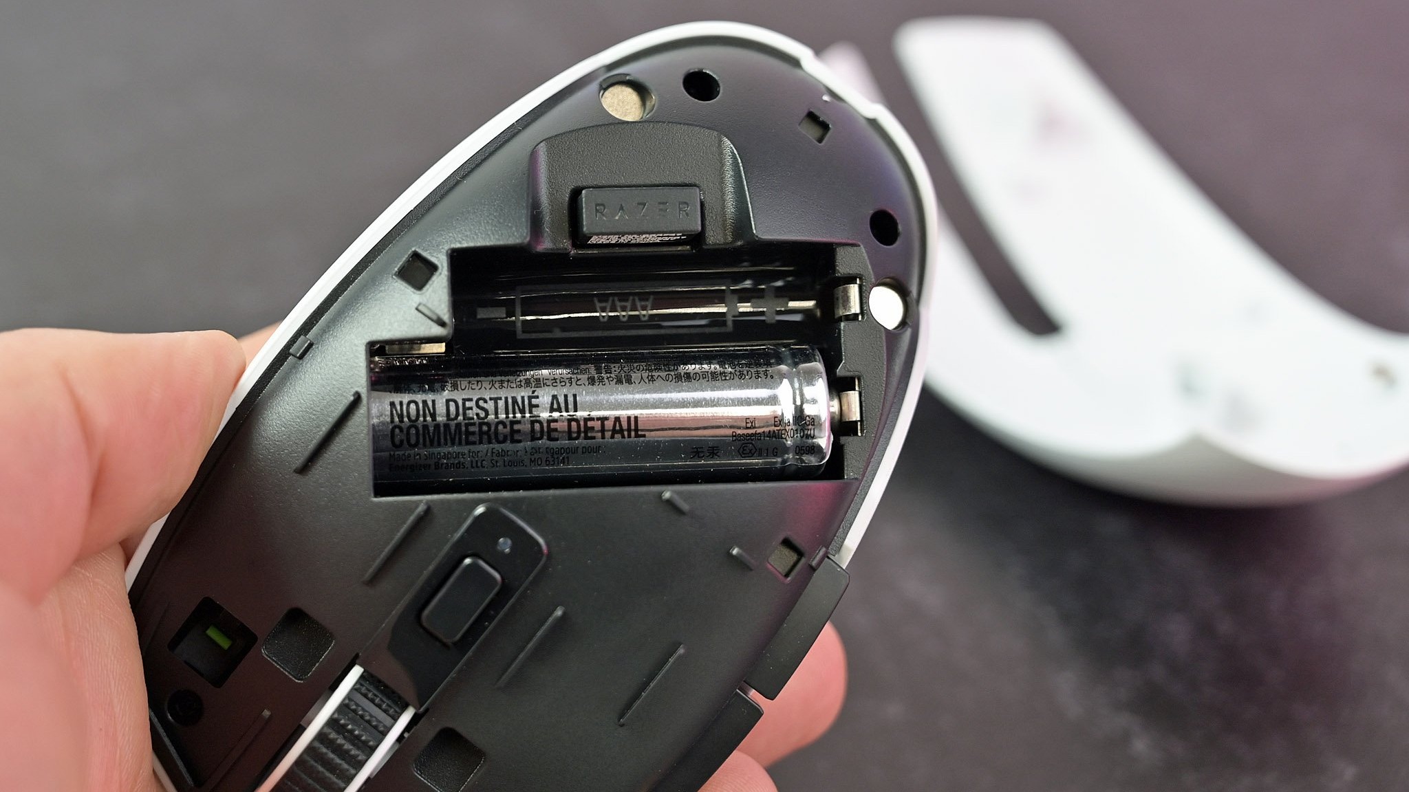 Photograph of the Razer Orochi V2's battery compartments