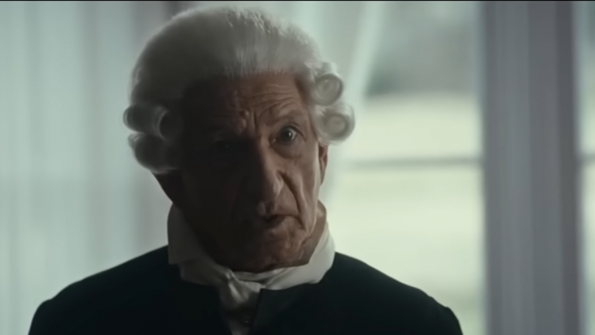 Ben Kingsley in a powdered wig in Young Washington