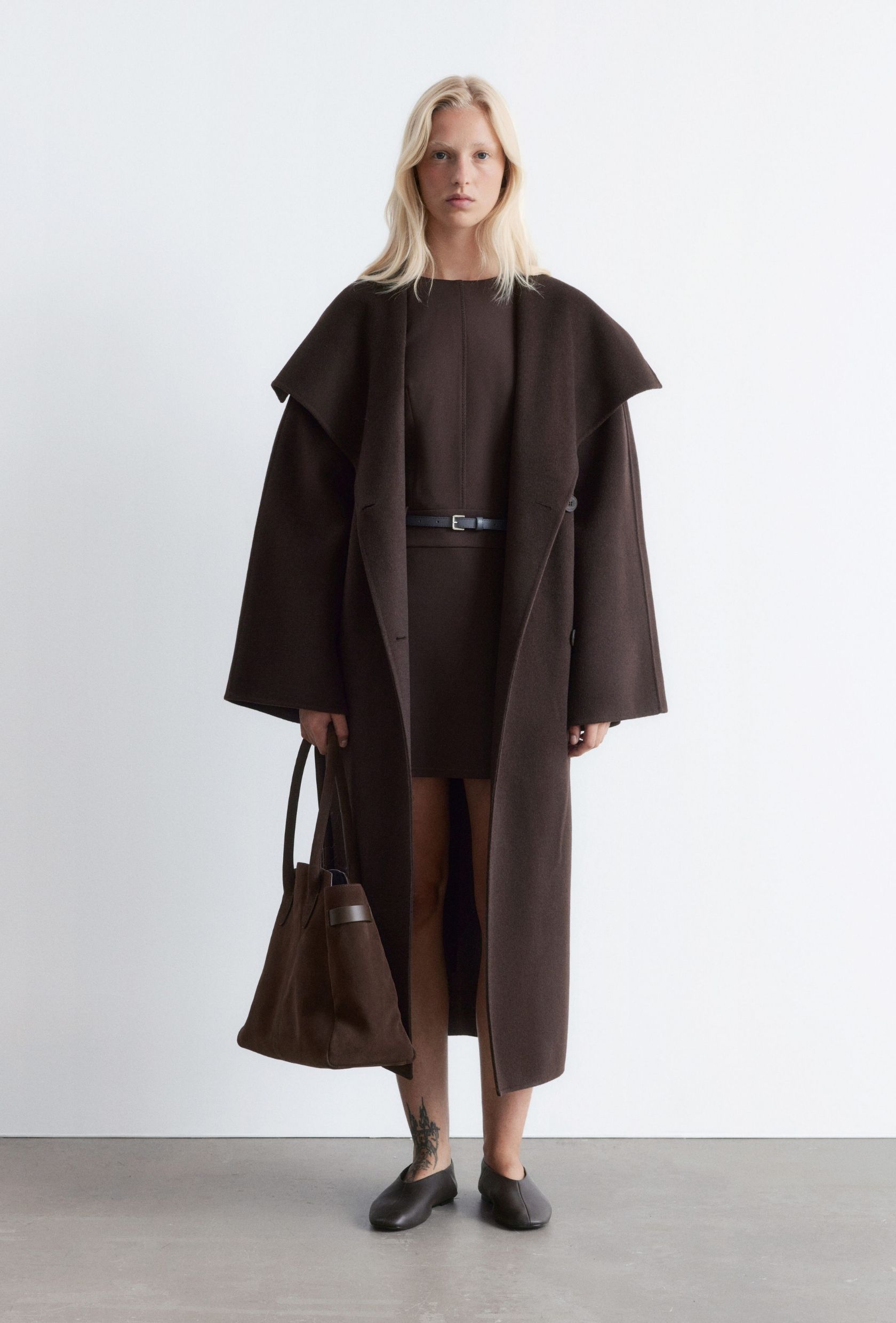 Shawl-Collar Wool Maxi Coat