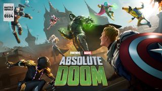 Fortnite Season 5 key art showing Marvel characters and Fortnite characters battling Doctor Doom