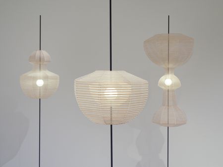 Three white Japanese-style lights