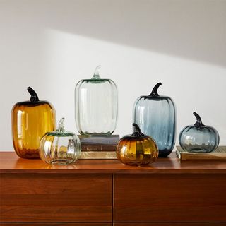 Set of colorful glass pumpkins