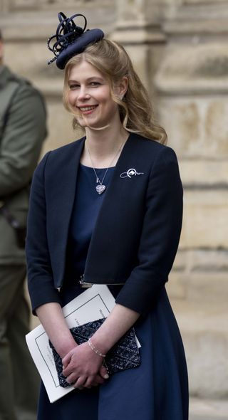 Lady Louise Windsor attends a memorial service for the Duke of Edinburgh at Westminster Abbey on March 29, 2022 in London, England.