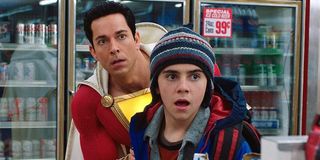 Shazam! and Freddie gawking at a convenience store robbery in progress