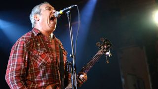 Bass player Mike Watt performs on stage at the Fun Lovers Unite! A Benefit for Moms Demand Action at the Echoplex on November 18, 2014 in Los Angeles, California.