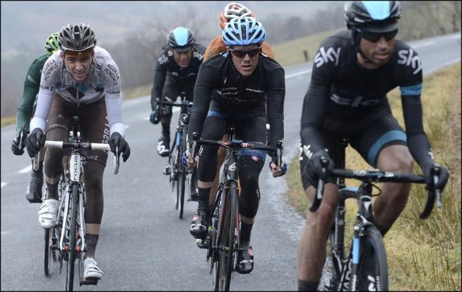 Romain Bardet (Fra) AG2R La Mondiale, Andrew Talansky (Garmin-Sharp) and David Lopez (Sky) were part of the winning 7-man escape group.