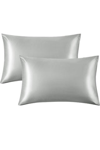 amazon prime beauty deals: two bedsure grey satin pillows