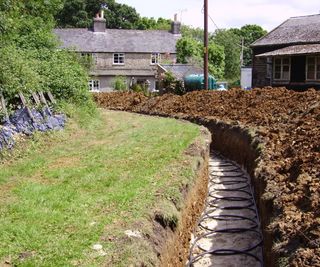 ground source heat pumps laid vertically in the ground