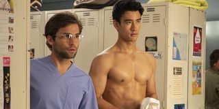 Grey's Anatomy Season 15 Jake Borelli Levi Schmitt Glasses Alex Landi shirtless Nico Kim ABC