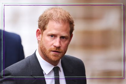 a close up of Prince Harry leaving court in March 2023