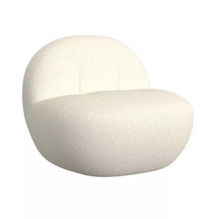 Armless Swivel Chair White Faux Shearling