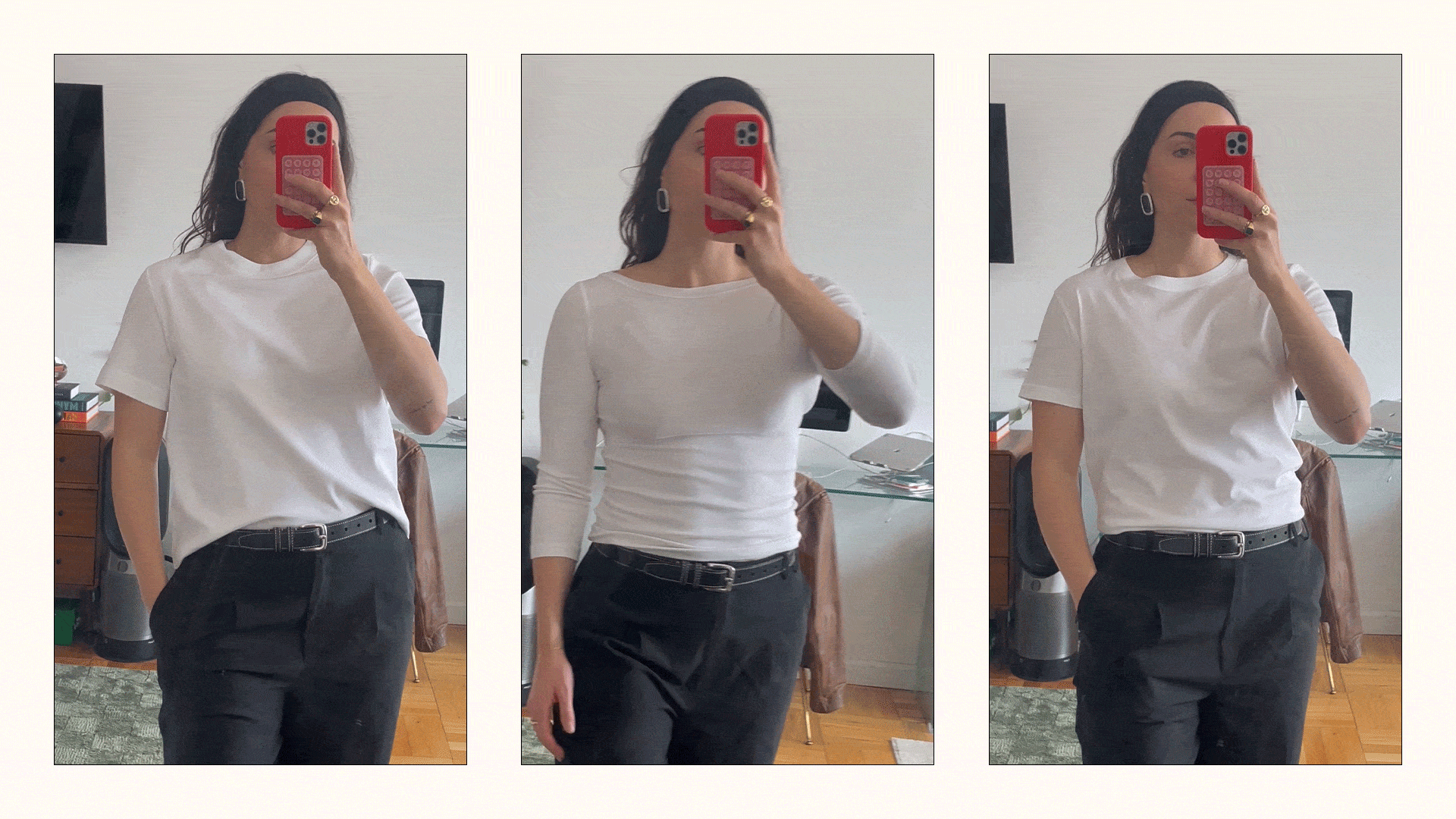 Anna LaPlaca testing and reviewing the best white T-shirts