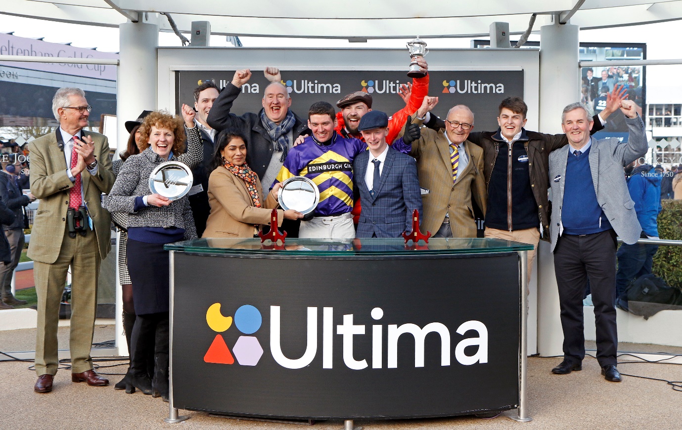 Grand National favourite Corach Rambler's connections at the Cheltenham Festival