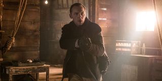 Simon Pegg holding gun as Benji Dunn in Mission: Impossible - Fallout