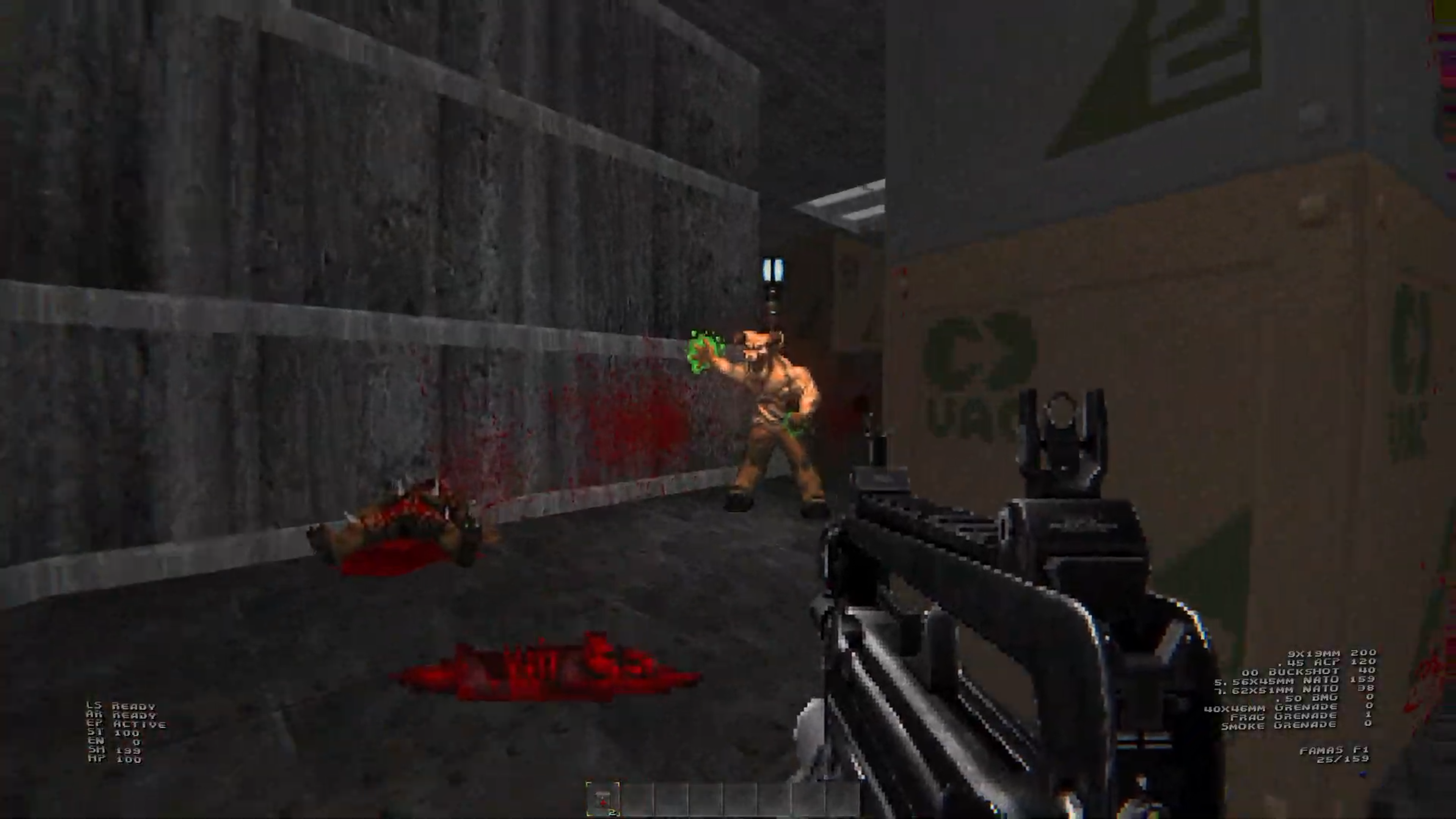 A hellknight attacks the player in the Doom mod Blackout