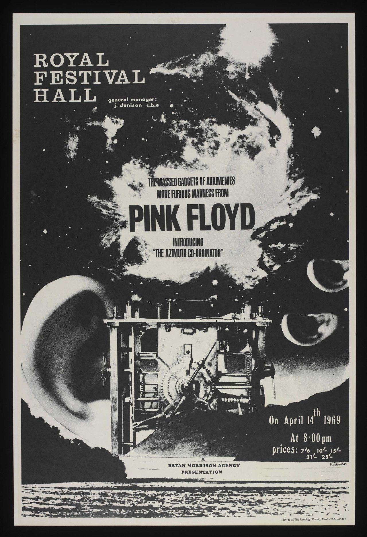 Poster from Floyd's 'The Massed Gadgets Of Auxemenies' show at London's Royal Festival Hall, 1969
