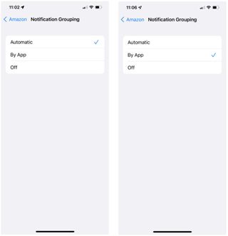 To customize how notifications are grouped, tap Automatically, By App, or Off