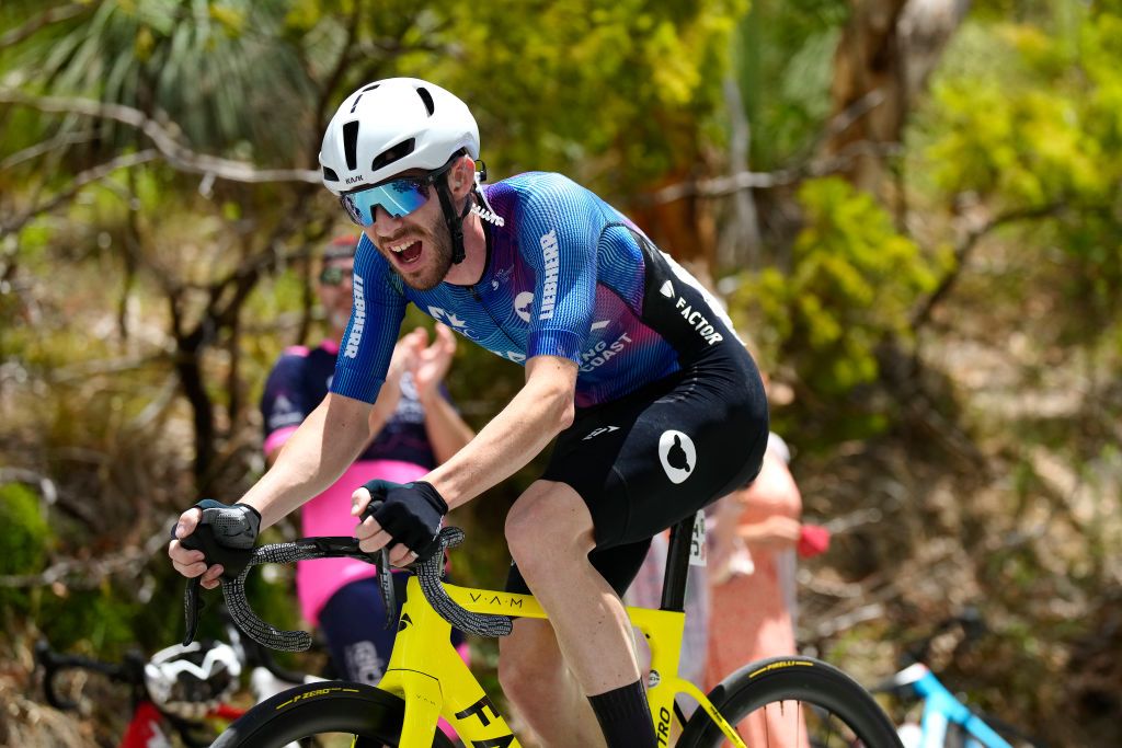WILLUNGA HILL AUSTRALIA JANUARY 29 Angus Lyons of Australia and Team Ara Pro Racing Sunshine Coast competes to win the 2nd Santos Festival Of Cycling 2022 Mens Elite Stage 3 a 1132km stage from McLaren Vale to Willunga Hill 224m TourDownUnder on January 29 2022 in Willunga Hill Australia Photo by Daniel KaliszGetty Images