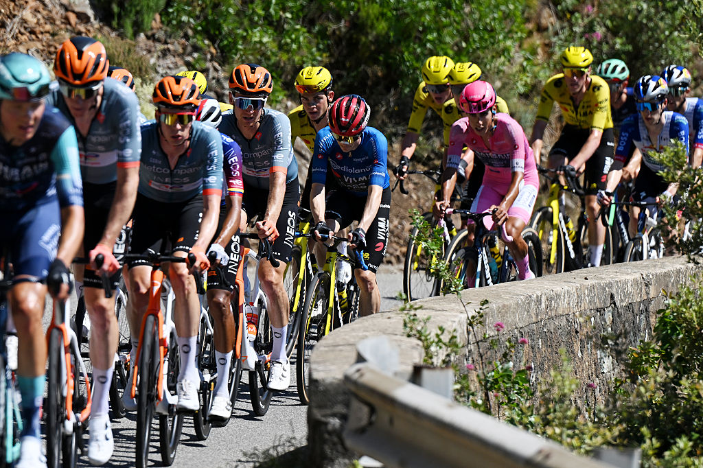 CHIAVARI, ITALY - MAY 20: (L-R) Jack Haig of Australia and Netcompany INEOS Cycling Team and Jonas Vingegaard of Denmark and Team Visma | Lease a Bike - Blue Mountain Jersey compete during the 109th Giro d&amp;amp;apos;Italia 2026, Stage 11 a 195km stage from Porcari to Chiavari / #UCIWT / on May 20, 2026 in Chiavari, Italy. (Photo by Dario Belingheri/Getty Image)