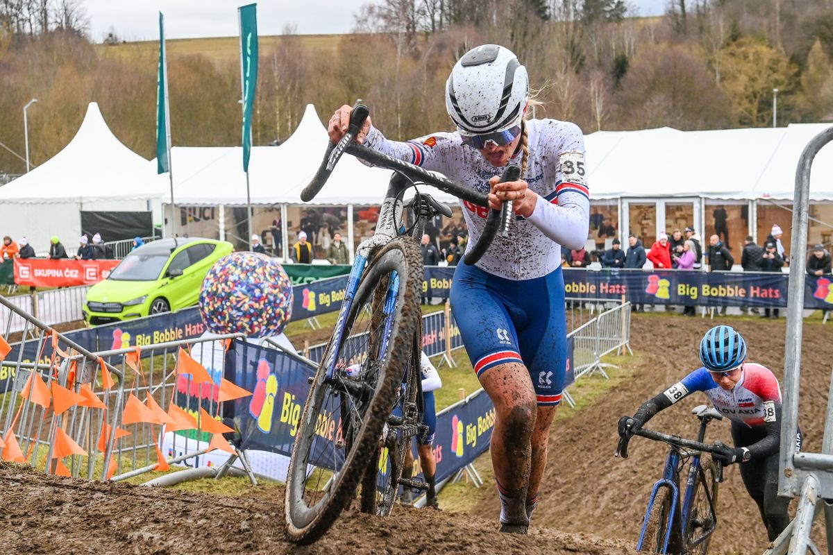 Cat Ferguson in action in the Junior women's cyclocross World Championships