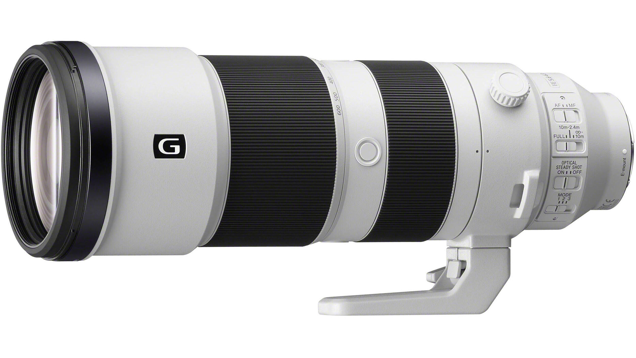 Sony FE 200-600mm f/5.6-6.3 G OSS on a white background