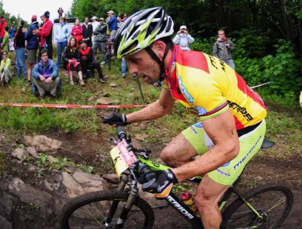 Jose Hermida Ramos (Multivan Merida Biking Team) riding the switchbacks.