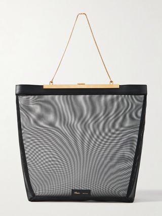 Augusta Chain and Leather-Trimmed Mesh Tote