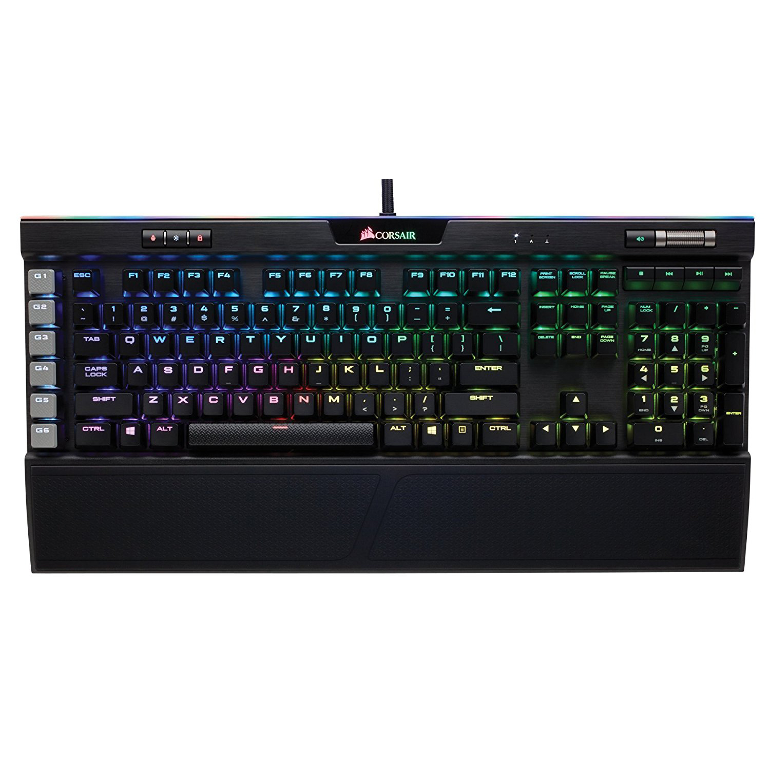 Corsair K95 RGB Platinum, gaming keyboard on a white background