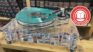 Vertere turntable with Ask the Reader logo