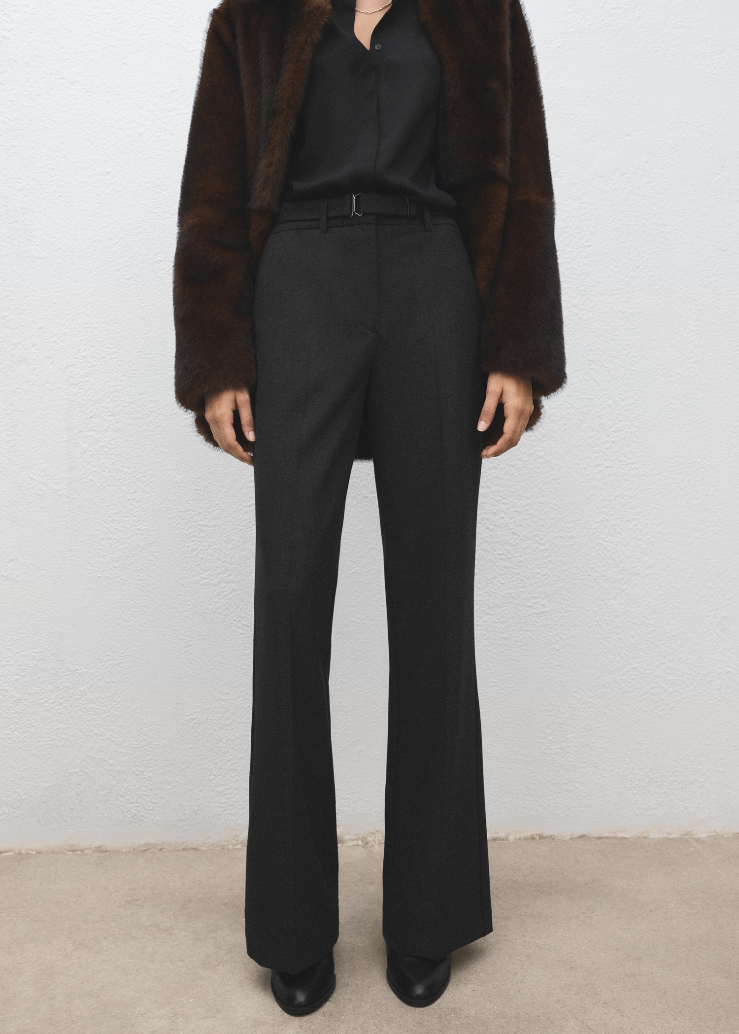 Belt Straight-Fit Pants - Women | Mango Usa