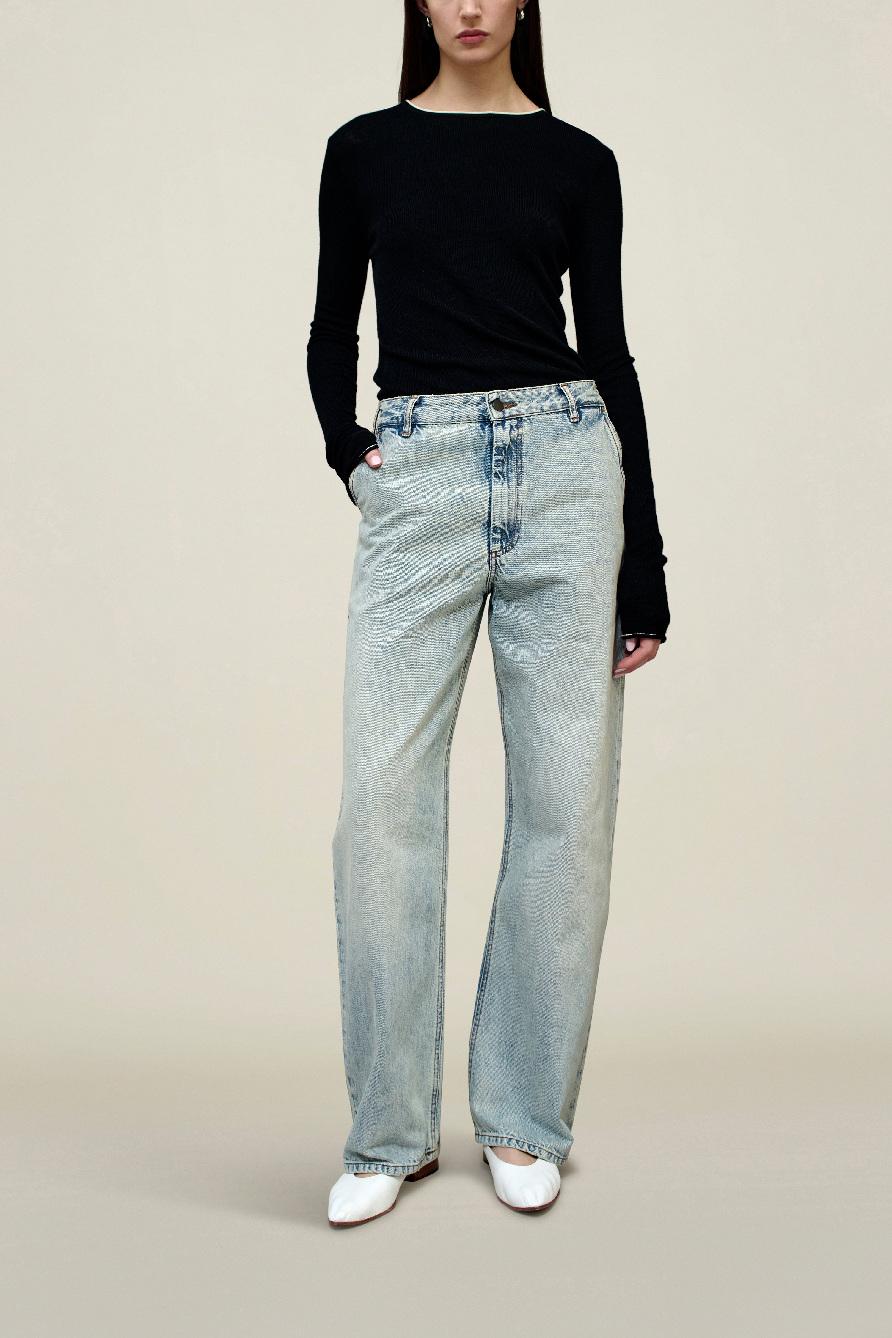 Column Leg Jean in Cotton Denim