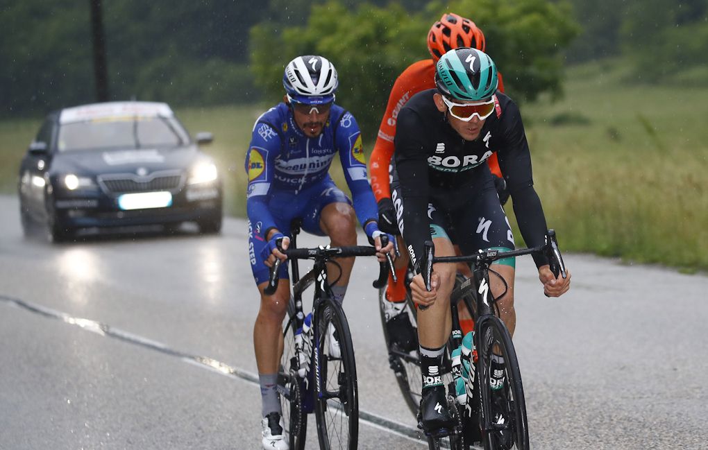 The three-rider breakaway during stage 6 at Criterium du Dauphine