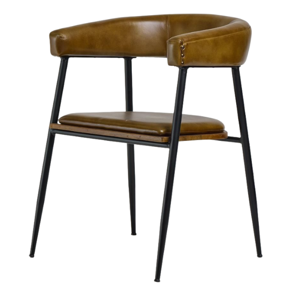 wheresaintsgo, Captains Dining Chair, black legs and brown leather backrest and seat
